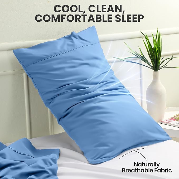 Utopia Bedding Pillow Cases King Size 2-Pack – Soft Brushed Microfiber – Envelope Closure – Perfect for Hospitals, Hotels, Guest Rooms – Oeko-TEX Certified, 20x40 Inches (Dutch Blue)