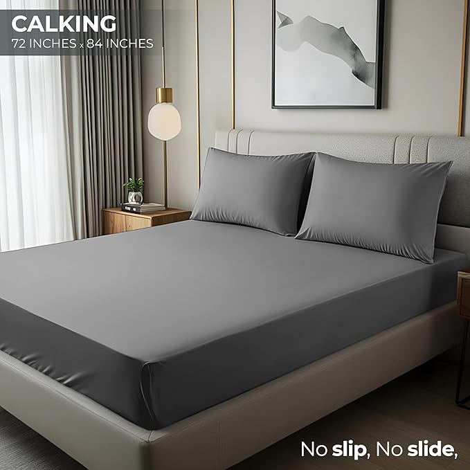 Utopia Bedding Cal King Fitted Sheet - Bottom Sheet - Deep Pocket - Soft Microfiber -Shrinkage and Fade Resistant-Easy Care -1 Fitted Sheet Only (Grey)