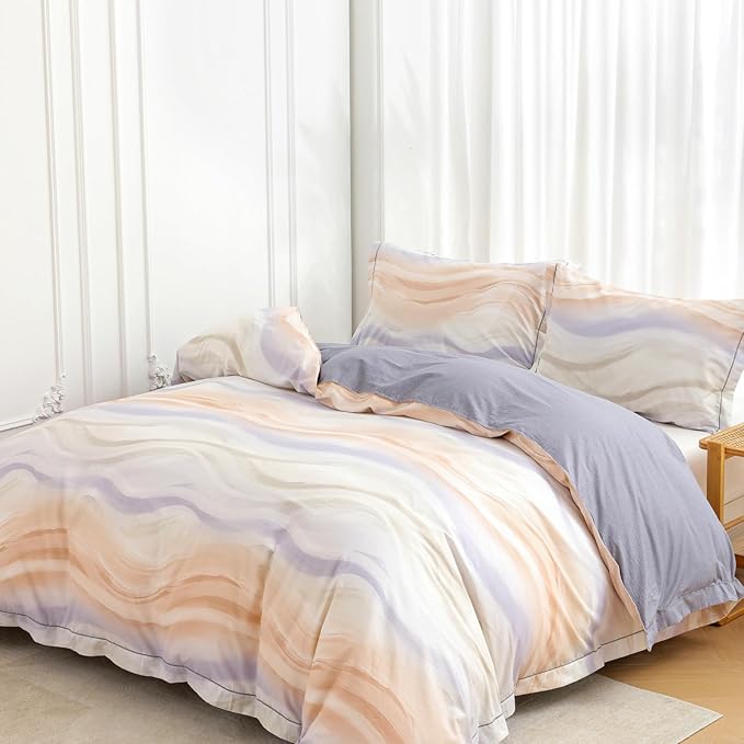 OAITE Duvet Cover Set Twin Size Floral Pattern Ultra Soft 100% Cotton Duvet Cover Sets 3-PC, Breathable Duvet Cover with Zipper Closure & Corner Ties(2 Pillow Shams,1 Duvet Cover)