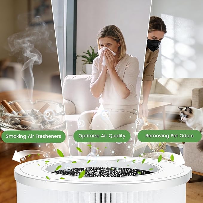 Air Purifiers for Home Large Room Up to 1750ft²,H13 HEPA Air Purifiers with Sleep Mode,Air Cleaner with Aromatherapy for Office,Living Room,Bedroom,Remove Smoke Odor,Home Pets,Grey Black