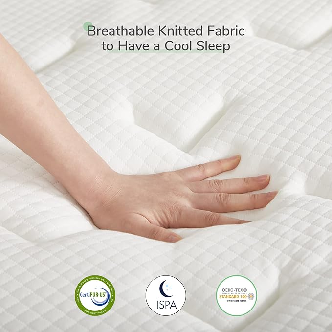 Novilla Queen Mattress, 12 Inch Hybrid Mattress in a Box, Innerspring Mattress with Gel Memory Foam for a Cool Sleep, Pressure Relief, Medium Firm Pillow Top Mattress, Groove