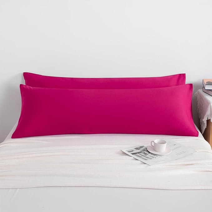 NTBAY Body Pillowcase Set of 2, 20x54 inches, Soft, Wrinkle, Fade Resistant, Magenta, Microfiber, Envelope Closure, 2 Pcs, Machine Washable