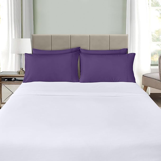 Utopia Bedding King Pillowcases - 4 Pack - Envelope Closure - Soft Brushed Microfiber Fabric - Shrinkage and Fade Resistant Pillow Covers King Size 20 X 40 Inches (King, Egg Plant)
