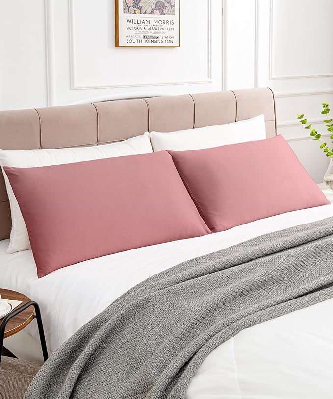 Warmstar Cotton Pillow Cases King Size Set of 2, 600 Thread Count Pillowcases 20x36 Inches, Soft Long Staple Cotton Pillowcases Breathable with Envelope Closure,Lotus Pink
