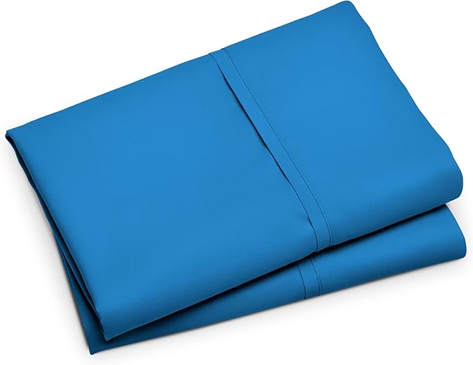 Bare Home Microfiber Pillow Cases - Standard/Queen Size Set of 2 - Cooling Pillowcases - Double Brushed - Medium Blue Pillowcases 2 Pack - Easy Care (Standard Pillowcase Set of 2, Medium Blue)
