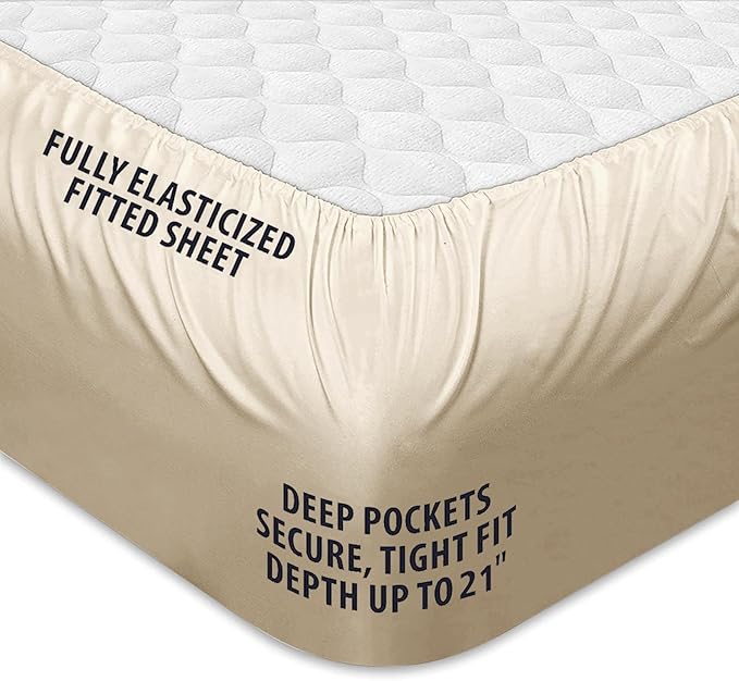 COONP Queen Mattress Topper, Extra Thick Pillowtop, Cooling Plush Mattress Pad Cover Bed Topper Protector with 8-21 Inch Deep Pocket (Beige, Queen)