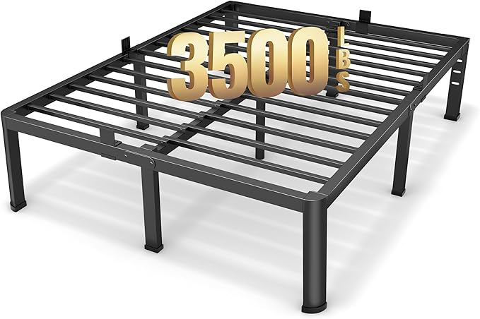 Superay 20 Inch Full Size Metal Platform Bed Frame with Round Corners, Storage Space Under High Bed Frame-Heavy Duty Steel Slats Support, Noise Free - Easy Assembly - No Box Spring Needed