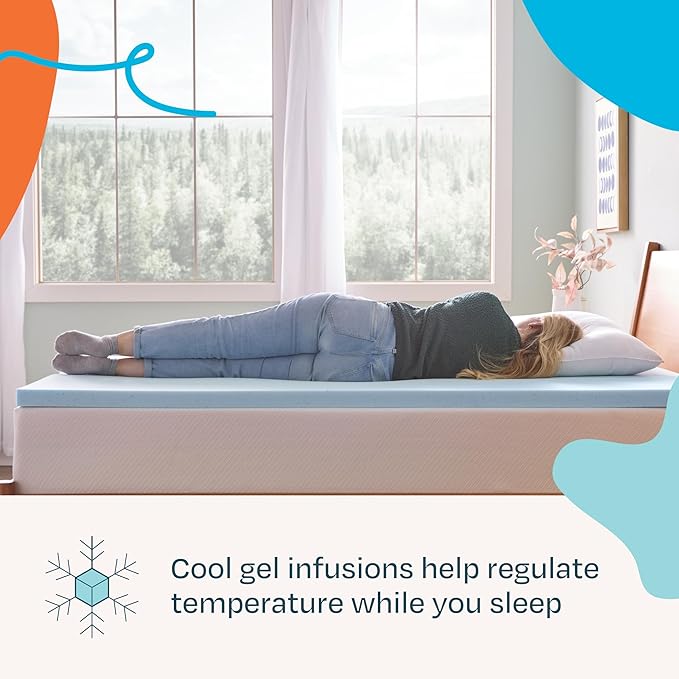 Linenspa Memory Foam Mattress Topper, King Size - 2 Inch Gel Infused Memory Foam - Plush Feel - Cooling and Pressure Relieving - CertiPUR Certified