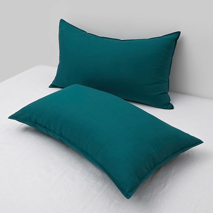CHUFFED Linen Pillowcases 2 Pack 100% Linen Standard Pillow Cases, Breathable and Cooling Washed Pillowshams with Zipper Closure, 20x36 Inches,Dark Blue
