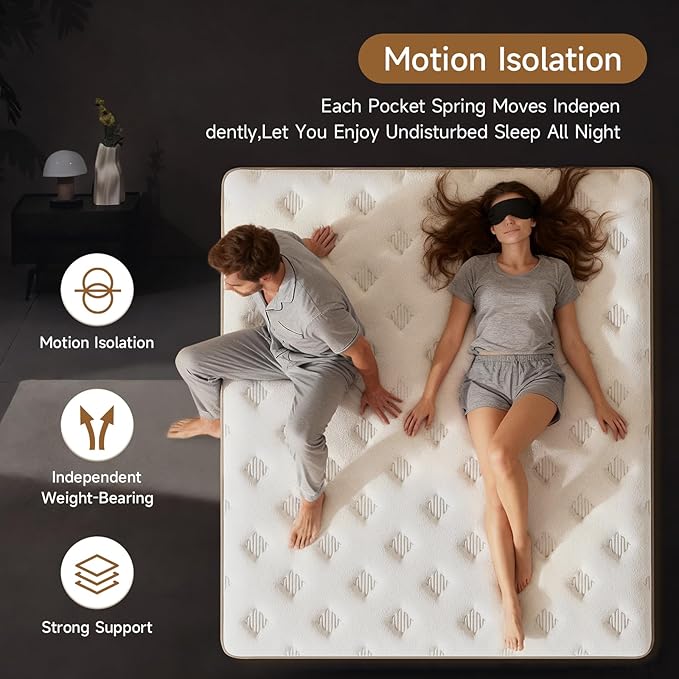 MOOA King Mattress in a Box,12 Inch King Size Mattress Hybrid with Copper-Mattress Infused Cooling Foam & Motion Isolation Coils,Targeted Lumbar Support for Side Sleepers,Breathable & Fiberglass Free