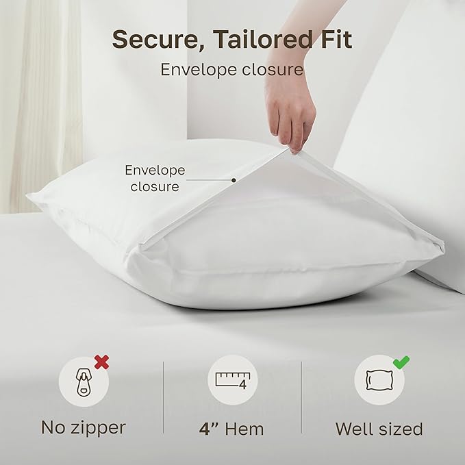 California Design Den Pillowcases Queen Size Set of 2-100% Egyptian Cotton, Crisp Percale Feel, Soft & Breathable, Fits Both Standard & Queen Pillows - Silver