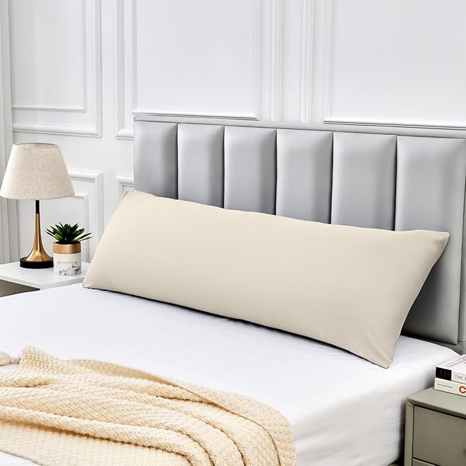 Warmstar Cotton Body Pillow Cover 1 Pack, 600 Thread Count Body Pillow case 20"x54"Soft Breathable with Envelope Closure,Ivory White