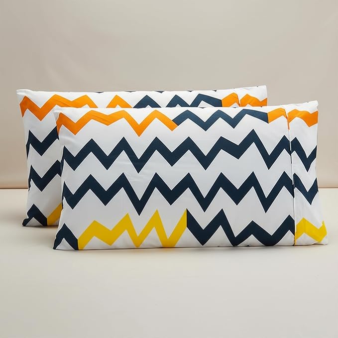 Elegant Comfort Luxury Ultra-Soft 2-Piece Pillowcase Set - 1500 Premium Hotel Quality Microfiber Double Brushed - Wrinkle Resistant, King Size, Chevron Pattern Colorful