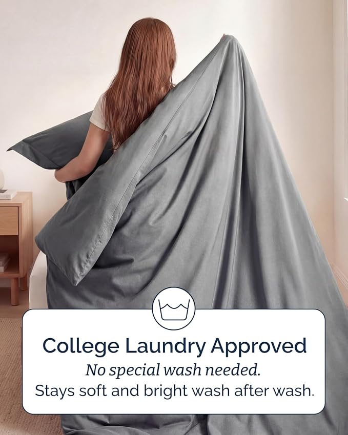 Duvet Cover Twin/Twin XL Size Set - Extra Soft Twin/Twin XL Duvet Cover 68" x 90" with 1 Pillow Sham - Hotel Luxury, Easy Care, Fade Free w/ Zipper Closures & Ties - Cozy & Breathable (Heathered Grey)