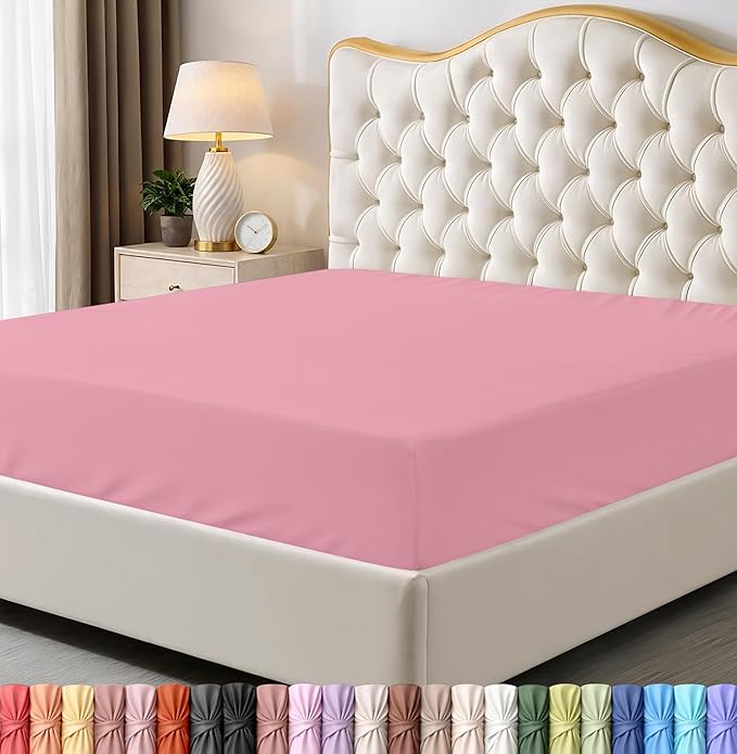 Utopia Bedding Queen Fitted Sheet - Bottom Sheet - Deep Pocket - Soft Microfiber - Shrinkage and Fade Resistant - Easy Care -1 Fitted Sheet Only (Pink)