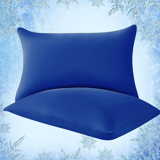 Elegear Cooling Pillow Cases for Hot Sleepers, Japanese Q-Max>0.55 Arc-Chill Cooling Pillowcases, Double Sided Elastic Cooling Pillow Covers with Hidden Zipper Set of 2 - King (20" x 36")