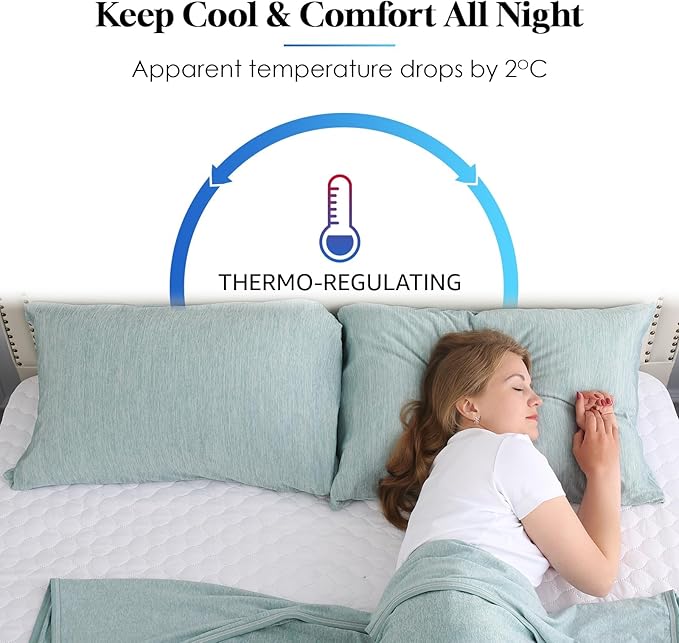 CHOSHOME Cooling Pillow Cases Zipper Pillow Covers Q-Max > 0.45 Zippered Pillowcases for Hot Sleepers, Soft, Breathable, Skin-Friendly, 4 Pack (Standard, 20"x26", Green)