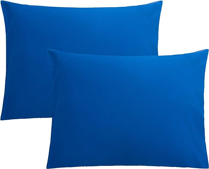 FLXXIE Pillow Cases Standard Size, Soft Microfiber Pillow Covers with Envelope Closure, Wrinkle, Stain Resistant Pillowcases, 2 Piece Set, 20x26, Royal Blue