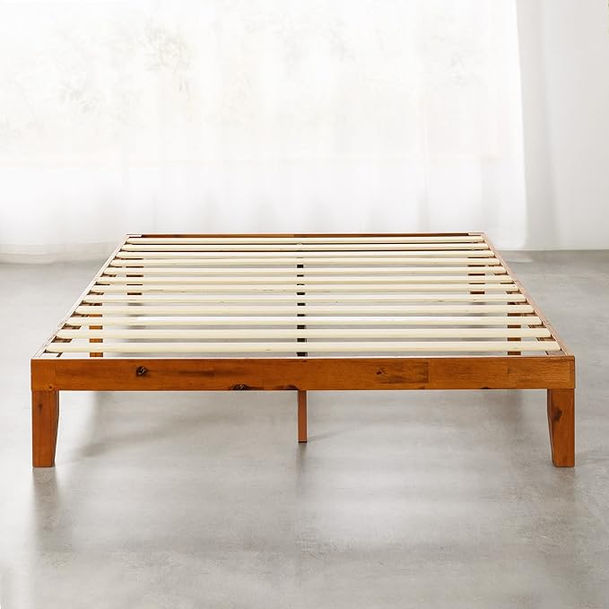 Mellow Naturalista Classic 12-Inch Solid Wood Platform Bed | Wooden Slats, No Box Spring Needed, Easy Assembly | Full, Cherry