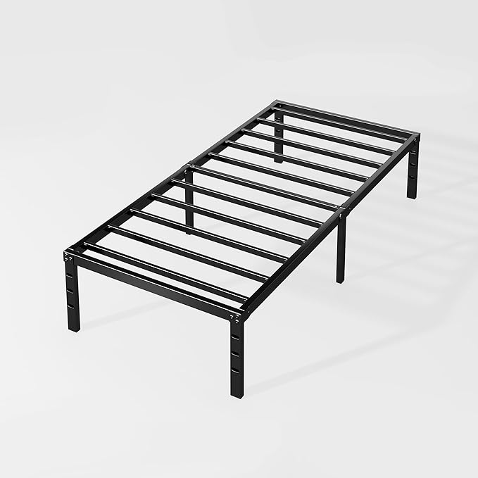 HLIPHA Metal Platform Bed Frame 14 Inch Tall Bed No Box Spring Needed,Twin Size Bed with Sturdy Slat Support,Easy to Assemble,Black