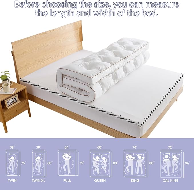 WhatsBedding 4 Inch Memory Foam Mattress Topper King Size for Pressure Relief, Extra Soft and Breathable Pillow Top Mattress Topper, Fluffy Shredded Memory Foam Filled，80 * 78 * 4in