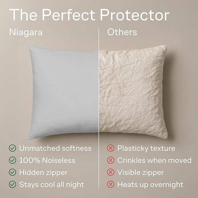 Ultra Soft Pillow Protectors with Zipper Standard Size - Set of 4 Breathable Pillow Covers - 100% Protection Against Stains, Dust & Dirt - Machine Washable (Light Gray)