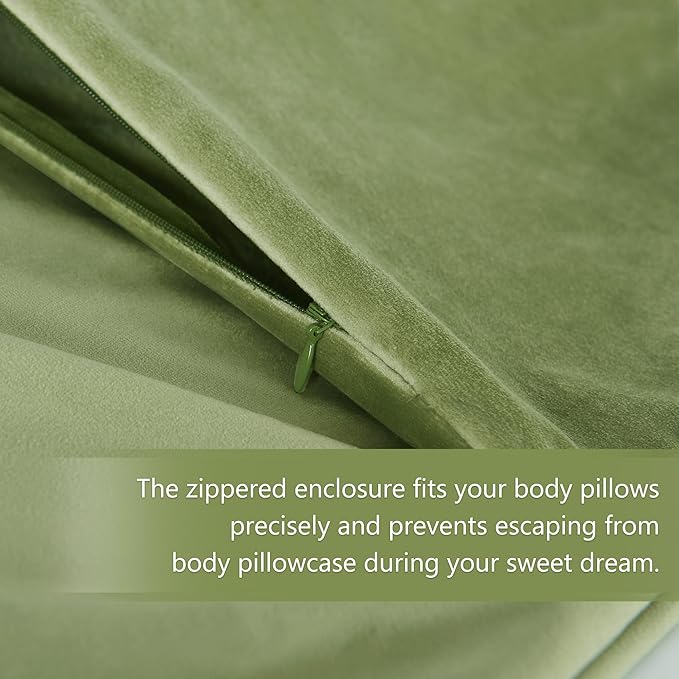 StangH Grass Green Velvet Body Pillow Cover 20x54 Inches, Super Soft Cozy Luxury Fuzzy Long Pillowcase with Zipper, for Sofa Bedroom Holiday Home Decoration All Seasons, 1 Pack
