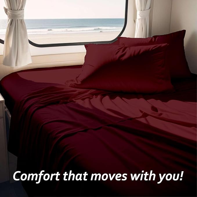 King Sheet Set (78x80) – 100% Egyptian Cotton, Soft & Cooling, 16” Deep Pocket Fitted Sheet, Luxury Hotel Quality Bedding (Burgundy Solid)