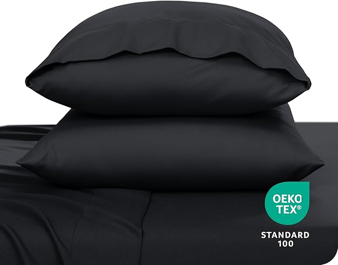 Bare Home Microfiber Pillow Cases - King Size 20x40 - Cooling Pillowcases - Double Brushed - Easy Care - Envelope Closure (King Pillowcase Set of 2, Black)