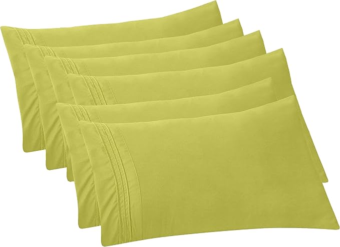 Elegant Comfort 6-Pack Solid Pillowcases 1500 Premium Hotel Quality Microfiber - Smooth Weave, Wrinkle and Fade Resistant, Easy Slip-On, 6-Piece Set, King Pillowcase, Pistachio Green