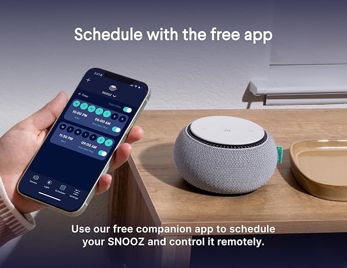 SNOOZ Smart White Noise Machine - Real Fan Inside for Non-Looping Sound, Portable Sleep Aid for Adults, Dogs, Travel, Home, Bedroom, Sleeping, Office Privacy, Therapy, & Baby Registry Essential- Cloud