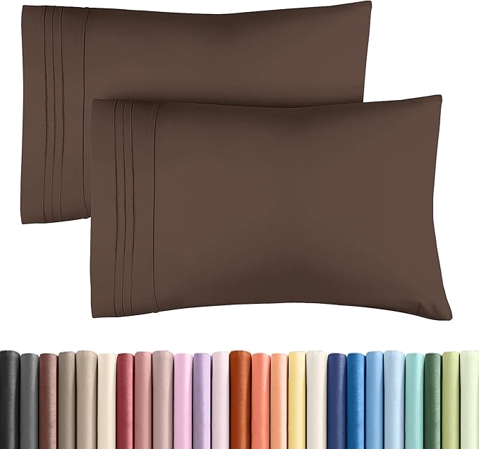 King Standard Pillow Cases Set of 2 - Ultra-Soft Hotel Quality Pillowcase Covers - Comfy, Cozy & Fade Free - Wrinkle Resistant - Machine Washable Pillow Protectors - 2 Piece Set - King Standard Brown
