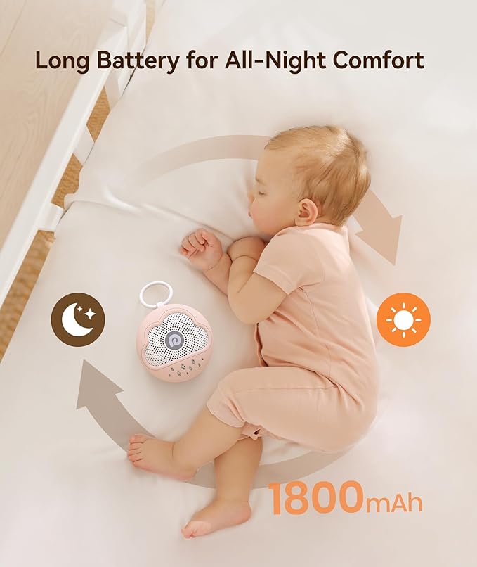 Dreamegg White Noise Machine - Portable Sound Machine Baby with Safe Silicone Cover, Features Powerful Battery, 21 Soothing Sound, Noise Canceling for Sleeping, Baby Registry Gift, Nursery(Pink)