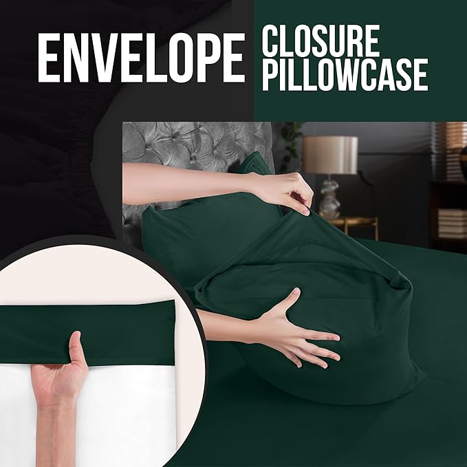 Utopia Bedding Standard Pillow Cases - 4 Pack - Envelope Closure - Soft Brushed Microfiber Fabric - Shrinkage and Fade Resistant Pillow Covers Standard Size 20 X 26 Inches (Standard, Emerald)