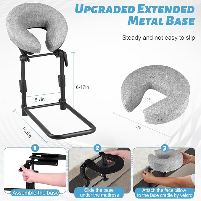 Massage Headrest for Bed, Adjustable Bed Massage Head Holder, Portable Mattress Home Massage Kit, Massage Face Cradle at Home, Face Down Pillow After Eye Surgery