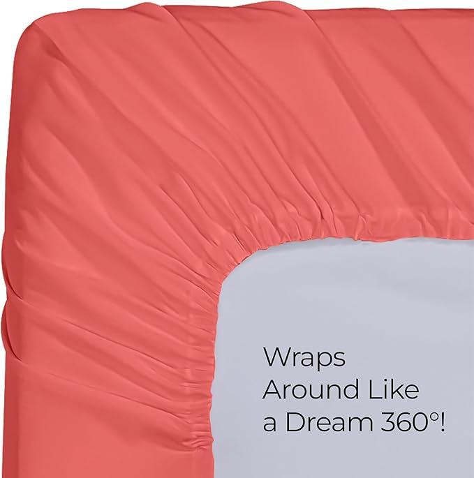Utopia Bedding Queen Fitted Sheet - Bottom Sheet - Deep Pocket - Soft Microfiber - Shrinkage and Fade Resistant - Easy Care -1 Fitted Sheet Only (Coral)