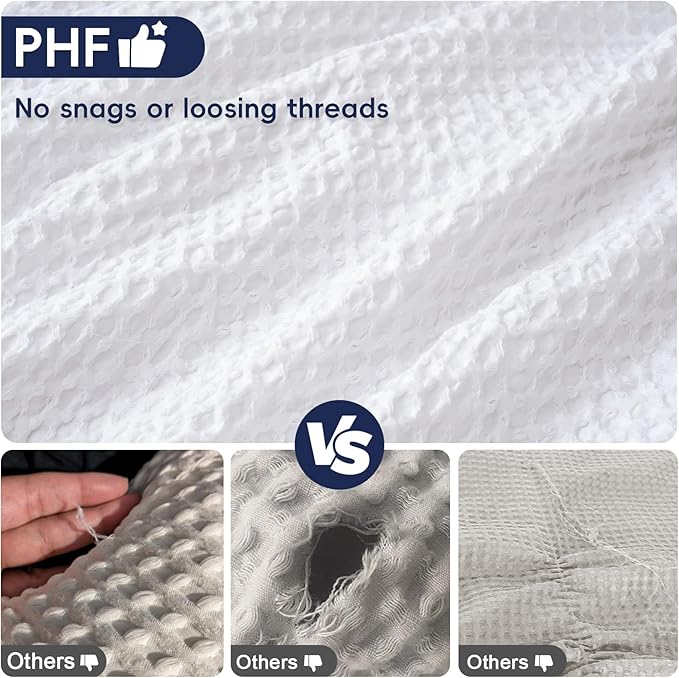PHF Ultra Soft Waffle Weave Pillow Shams California King Size, No Insert, 2 Pack 20" x 40" Pillowcases,Breathable & Skin-Friendly Pillow Cases, Stylish Decorative Bed Pillow Cases Covers, White