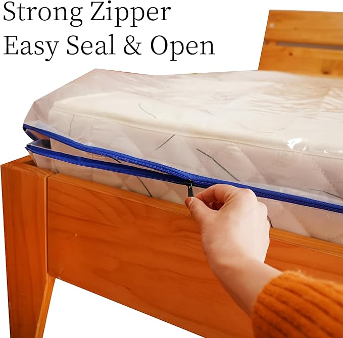 3 Mil Full Size Mattress Bag with Zipper for Storage Moving,Plastic Waterproof Mattress Protector Cover Moving Supplies