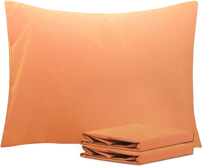 NTBAY Standard Pillowcase Set - 2 Pack Brushed Microfiber 20x26 Pillowcases - Soft, Wrinkle-Free, Fade-Resistant, Stain-Resistant, Pale Orange Pillowcases with Envelope Closure - 20x26 Inches