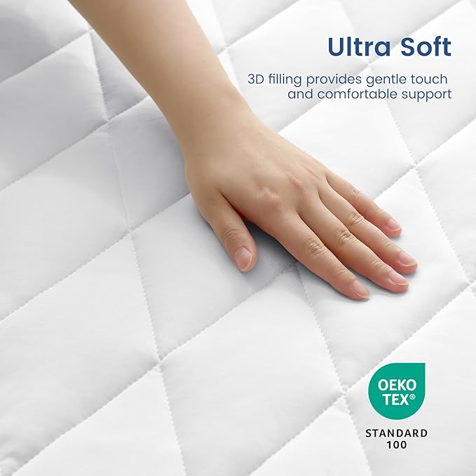Cozy Bliss Leakproof Cooling Mattress Protector Queen, Q-Max 0.45 Soft Noiseless Breathable Mattress Topper Cover, with Deep Pocket Fits 8–18 Inches for Summer Bed Hot Sleepers, White
