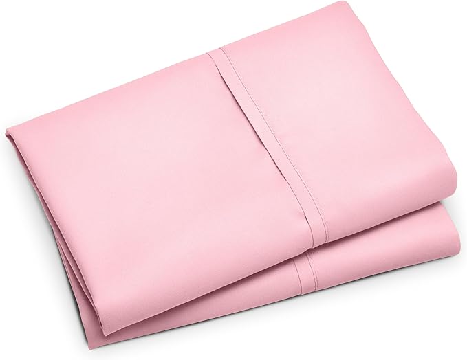 Bare Home Microfiber Pillow Cases - Standard/Queen Size Set of 2 - Cooling Pillowcases - Double Brushed - Light Pink Pillowcases 2 Pack - Easy Care (Standard Pillowcase Set of 2, Light Pink)