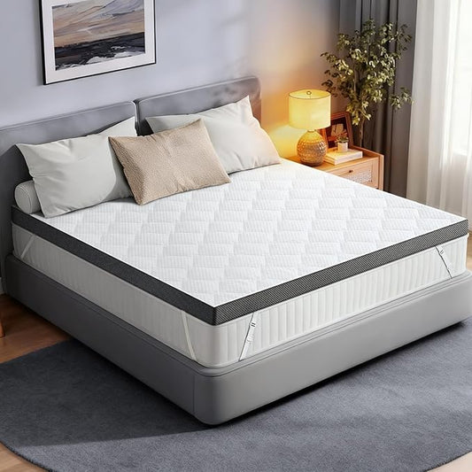 Extra Firm King Mattress Topper: 4 Inch High Density Foam Mattress Pad, Extra Support for Back Pain Bed Topper, Breathable Washable Anti-Slip Zipper Cover, CertiPUR-US Oeko-Tex Certified 80Lx76W