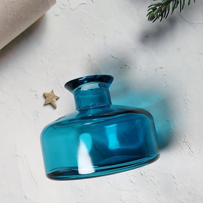 200 ml/6.7 oz Empty Glass Diffuser Bottles Refillable Aromatherapy Jar Container DIY Replacement Diffuser Accessories Essential Oils Crafts Decor (Blue)