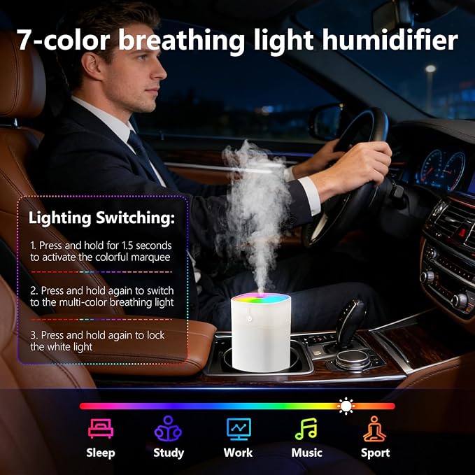 8 PCS Mini Humidifiers for Bedroom 400ml Portable Small Cool Mist Humidifier Super Quiet with 2 Modes Auto Shut-Off Small Humidifiers for Bedroom Travel Car Office Home Plant,White