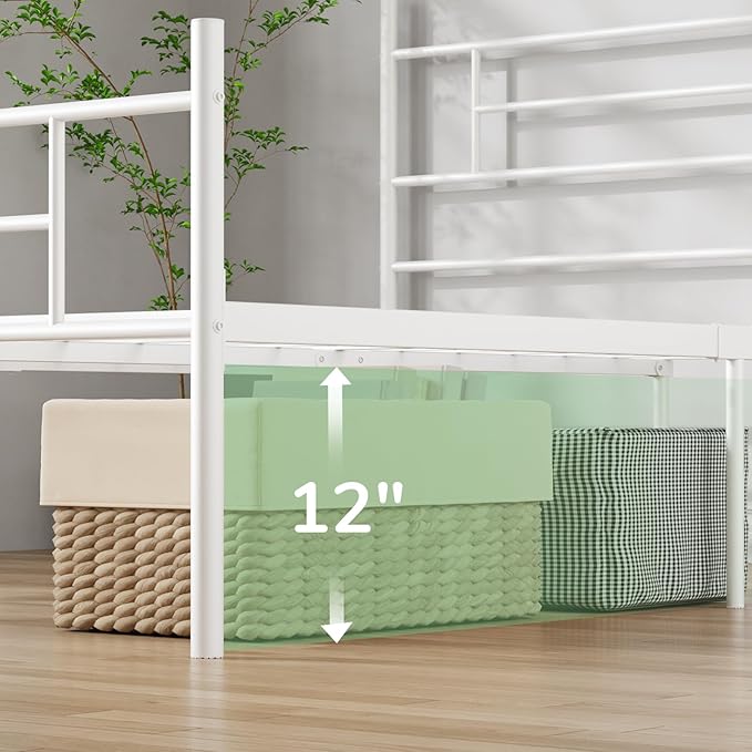 Novilla Metal Full Size Bed Frame with Headboard and Footboard, 14 Inch Platform Bed Frame with Storage No Box Spring Needed, Strong Metal Slats Support, White