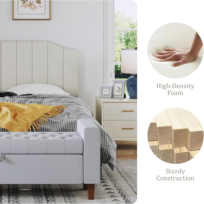 Furpopup King Size Headboard Only, Velvet Upholstered Headboard King/California King Size Wall Mount and Bed Frame Mount, Featuring High-Density Sponge Padding Easy Assembly Comfort Style-Cream