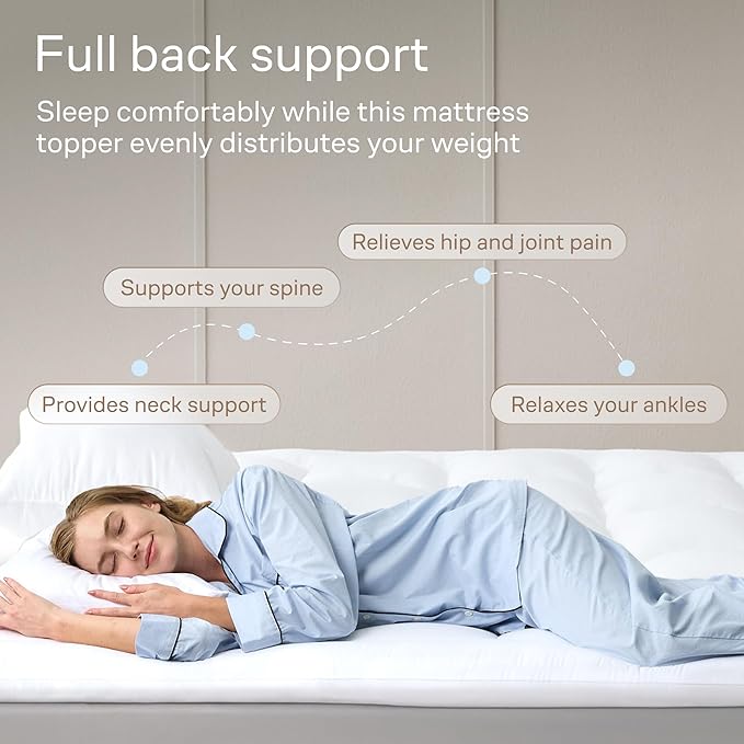 Ultra Soft Full Size Mattress Topper - Cloud-Like Mattress Pad for Full Back Support - Breathable Cooling Material for Hot Sleepers, White