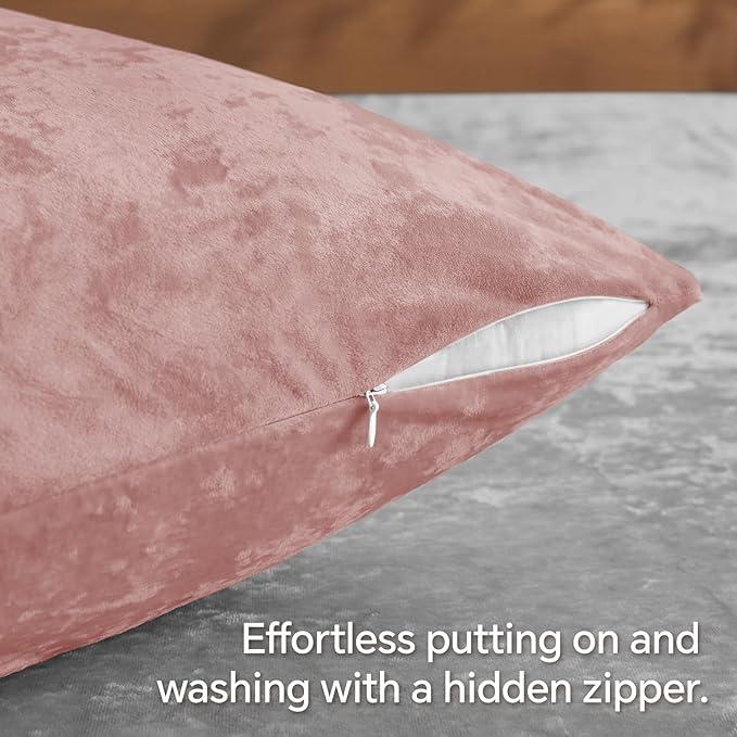 BEDELITE Velvet Body Pillow Cover with Zipper, Soft and Plush 20x54 Long Pillow Case, Velvety Smooth and Cozy Body Pillow Pillowcase for Bedroom and Couch, for All Seasons(Dusty Pink)