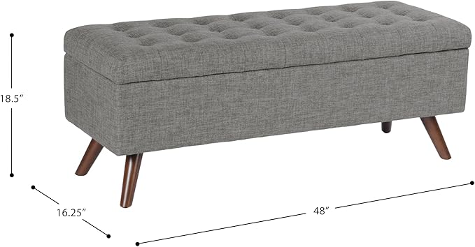 HomePop Modern Tufted Storage Bench - Medium Gray