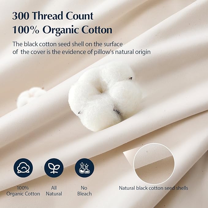 Pacific Coast Down Pillow, Luxury Hotel Collection Bed Pillow for Sleeping, Queen Size of 1, 100% Organic Cotton Shell, 650 Fill Power, Firm Pillows, Suit for Back and Side Sleepers